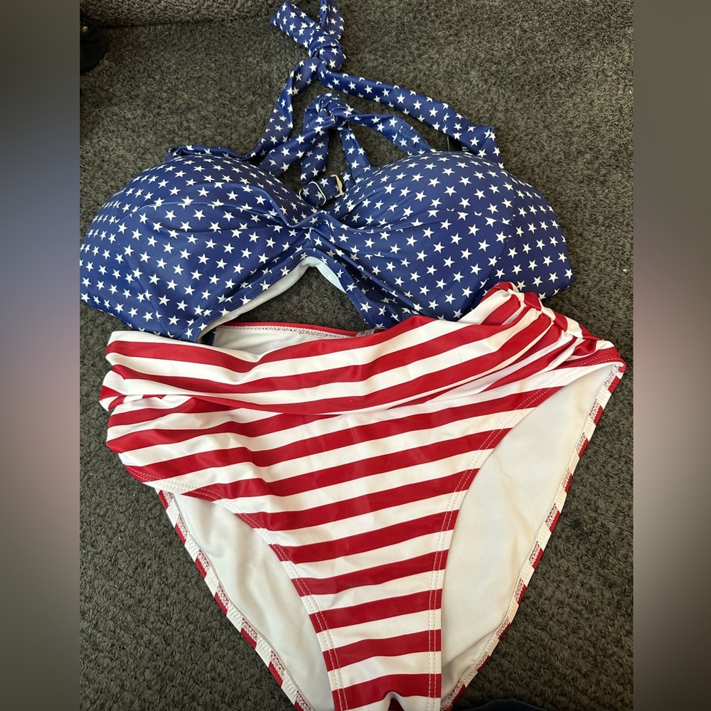 American Flag High Waisted Bikini